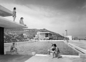 Women at the swimming pool of Bat Galim Casino in Haifa